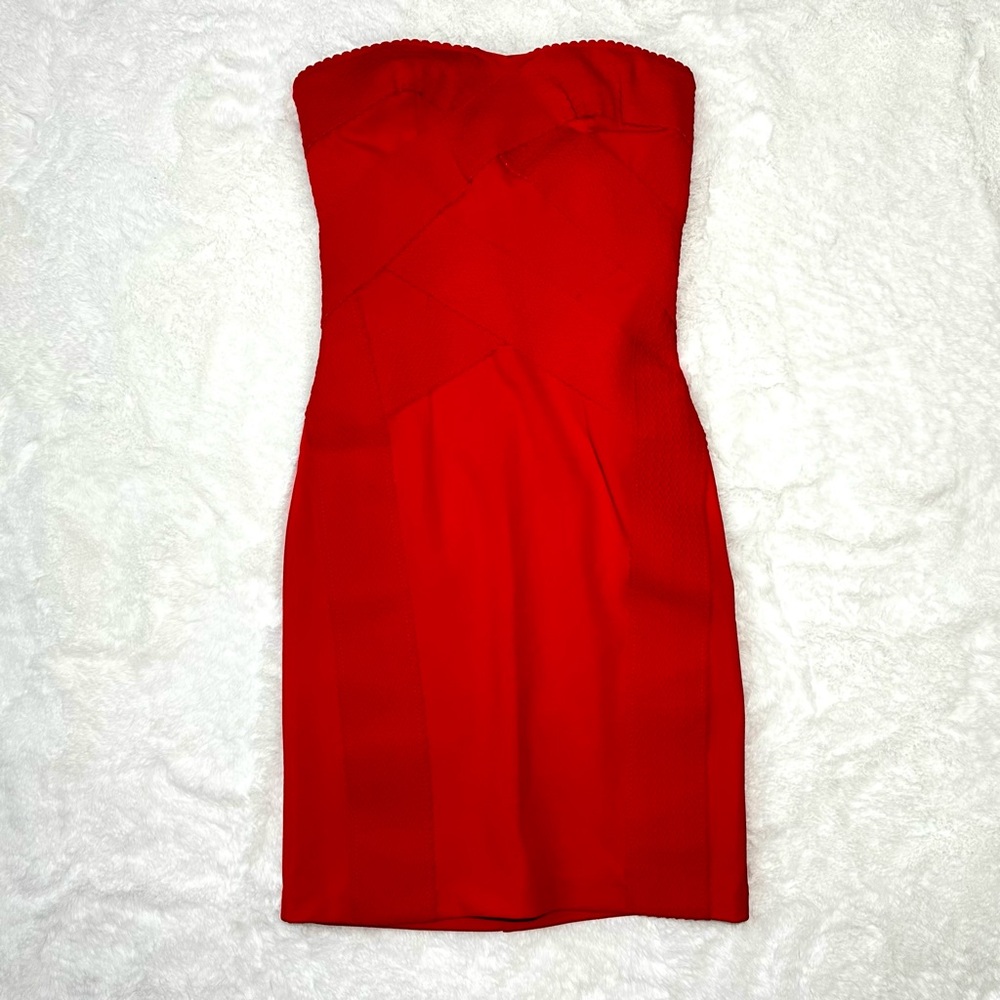 New H&M Bodycon Mini Strapless Dress, Red, Women’s Size 4 NWT